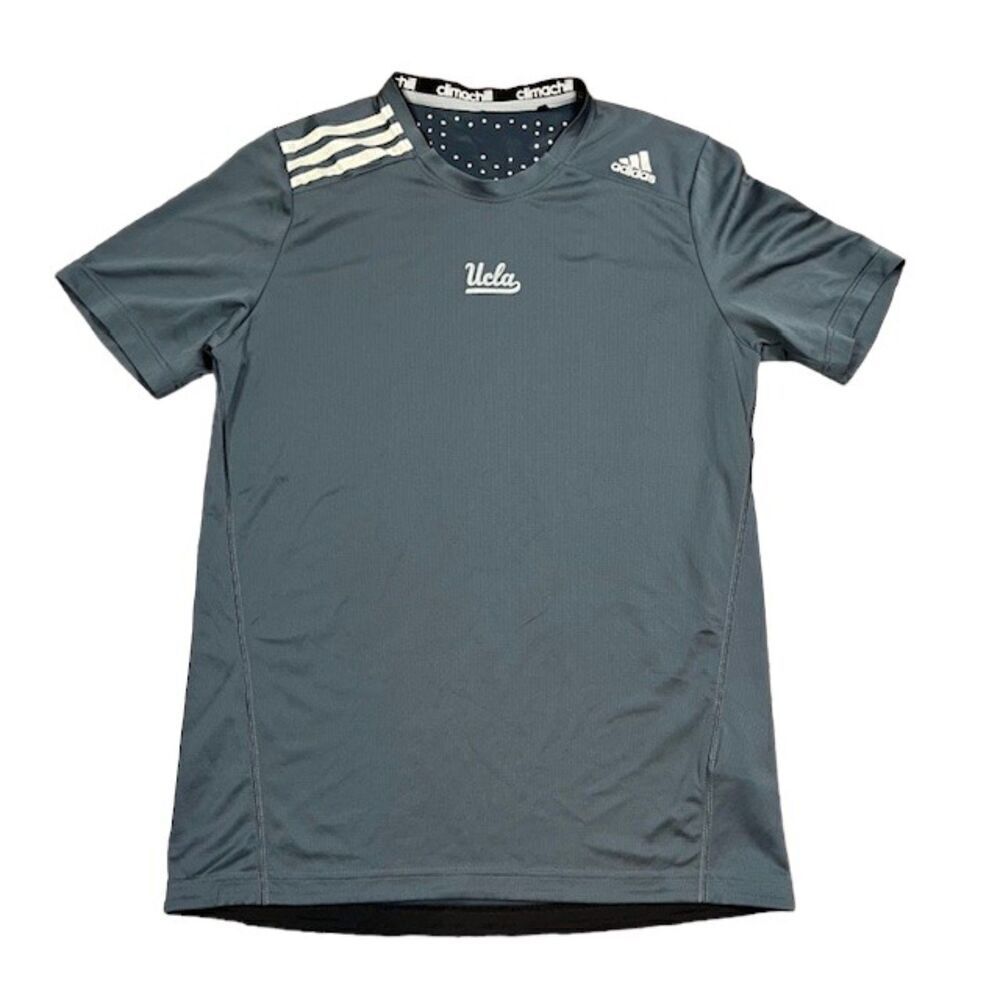 Adidas UCLA Clima Chill Shirt Charcoal 3 Stripe Performance Aluminum Dots Medium